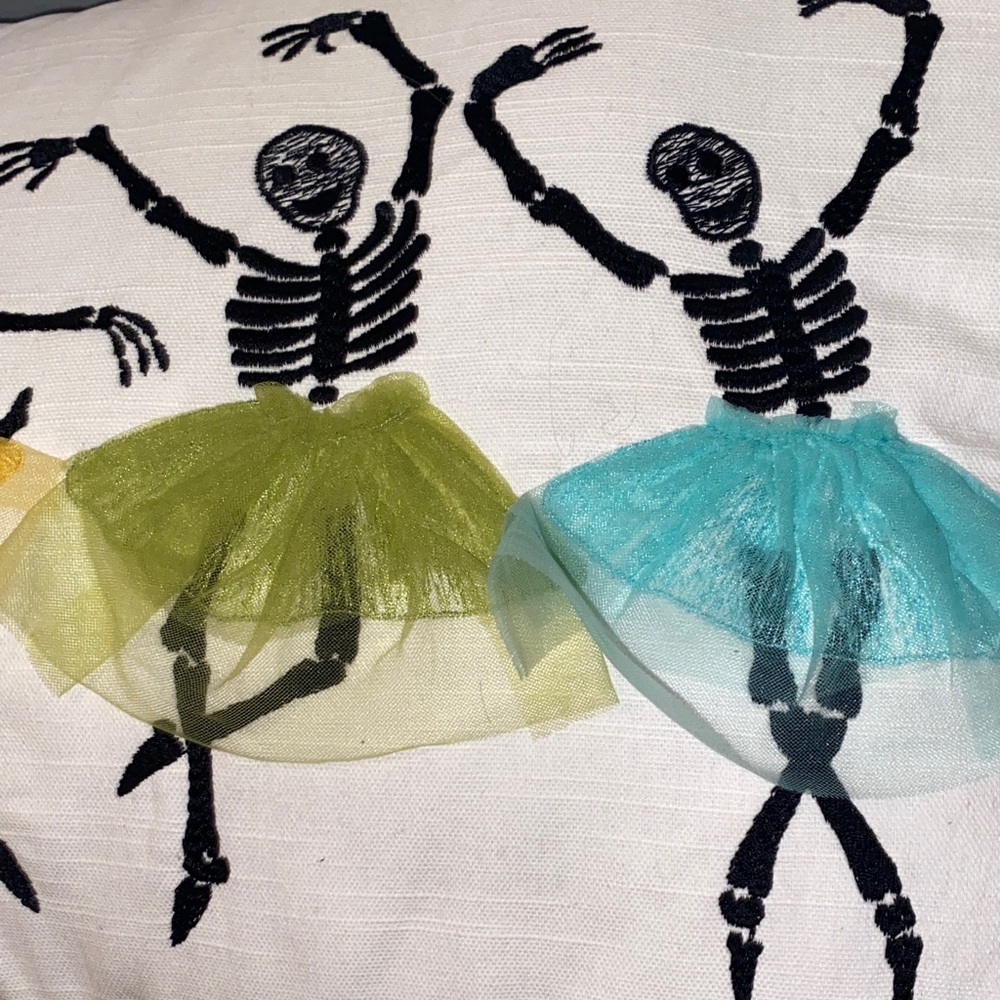 Skeleton Ballerinas Colorful Tutus Lumbar Pillow by Sweet Treat